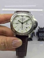 Copy Swiss Lumnor Panerai Daylight Watch SS White Chronograph Luminous Markers